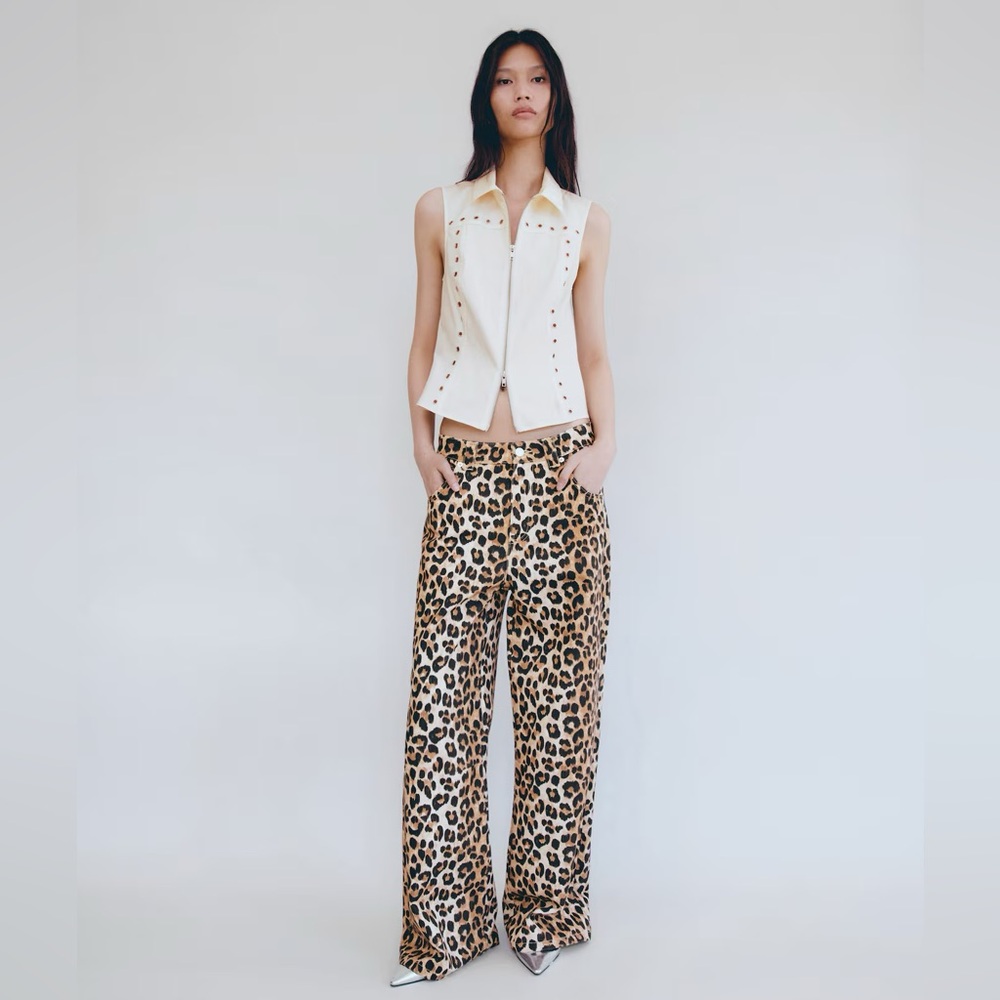 Leopard Print Women's Wide-Leg Jeans